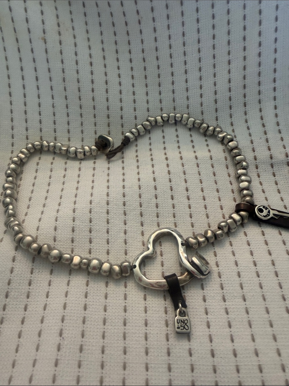 UNO de 50 Silver Heart Necklace with Beaded Chain